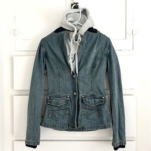 Vintage Y2K Triple Five Soul Denim Blazer w/ Removable Hoodie Small